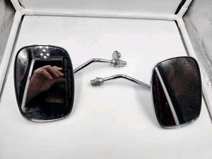 Harley Davidson OEM Chrome Rectangle Right & Left Rearview Mirrors With Hardware - Picture 1 of 9
