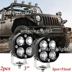 2x 3Inch LED Cube Pods Work Lights Bar Spot Fog Lamps Fit Jeep Driving Offroad - Picture 1 of 10