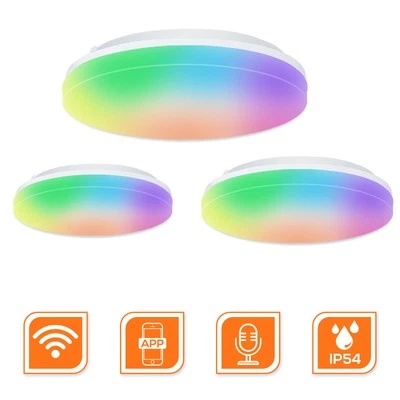 Plafonnier LED RGB 15W Smart WIFI Plafonnier Dimmable Alexa Google TUYA IP54 - Photo 1/4
