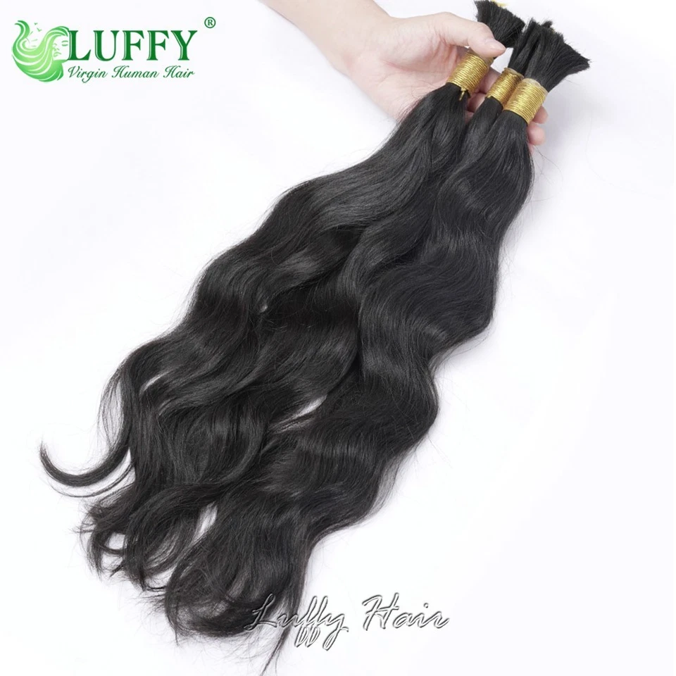 Cabello humano ondulado natural a granel para trenzar ganchillo trenza onda paquete cabello sin trama Foto 1 de 4