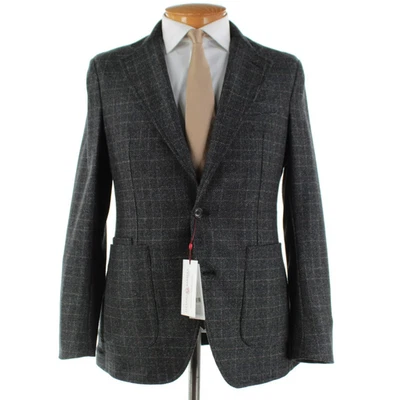 Abrigo deportivo Luciano Barbera nuevo con etiquetas mezcla de lana talla 50 (40 EE. UU.) carbón con cuadros tostados Foto 1 de 4