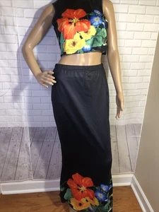 SHEIN camicia cropped e gonna lunga bodycon set media nuova senza etichette floreale festa cocktail - Foto 1 di 9