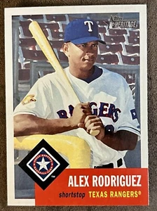 Topps Heritage #53 SP 2002 Alex Rodriguez impresión corta AROD Rangers - Imagen 1 de 2