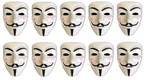 10er Set V wie Vendetta Maske | Guy Fawkes | Halloween Fasching Maske - Bild 1 von 2