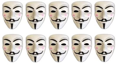 10er Set V wie Vendetta Maske | Guy Fawkes | Halloween Fasching Maske - Bild 1 von 2