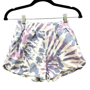 H&M Youth Girls Size 18 Sweat Shorts Blue Purple Tie Dye Pull On Cotton Sporty - Picture 1 of 6