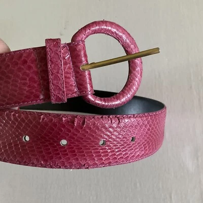 Magid Snakeskin Pink Belt 26 S  Genuine Snake Skin  Vtg - Image 1 of 4