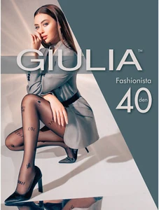 Giulia Fashionista 40 Den Muster - Strumpfhose Model Nr 7 Größe L Farbe Schwarz - Bild 1 von 1
