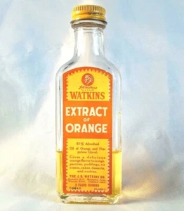 Vintage Watkins Extract of Orange Glass Bottle~Some Extract in Bottle - Picture 1 of 5