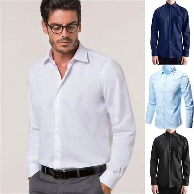 Camicia Uomo Taglie Forti a Manica Lunga Bianca Regular Fit Cotone Elegante 4XL - Immagine 1 di 4