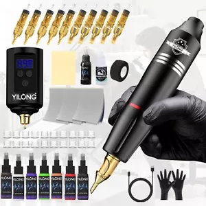 Tattoo Kit Complete for Beginners Wireless Pen Machine with Power Supply Needles - Picture 1 of 12