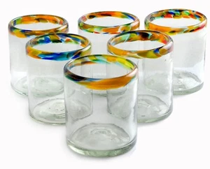 Orion Mexican Glassware Confetti Rim All Purpose 12 oz. - Set of 6 - Picture 1 of 9