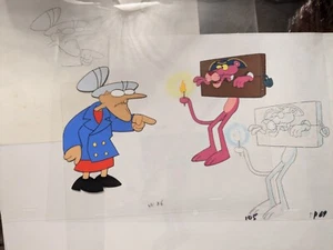 PINK PANTHER VINTAGE ORIGINAL PRODUCTION ANIMATED 2 CEL'S + 2 DRAWINGS 11" x 13" - Picture 1 of 1