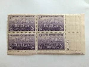 US 1948 USA Scott# 970 Fort Kearny Oxen Covered Wagon Pioneer Block 4 MNH P# - Picture 1 of 2