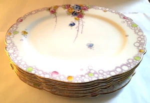 Set of 6 Vintage Hand Painted Paragon by Appointment - Summer Roses Bread Desser - Picture 1 of 7