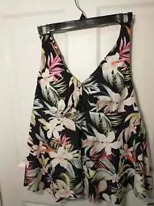 NWT. Kona Sol Ladies Size 3XL (24/26) Tankini Swim Suit Top MulticoloR Tropical - Picture 1 of 14