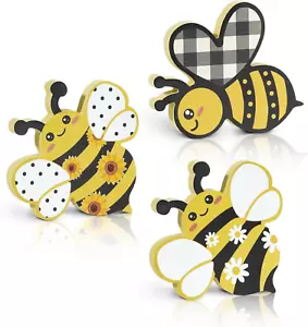 3 Pcs Bee Wooden Table Sign Honey Bee Wood Table Decor Sweet Bee Centerpiece Spr - Picture 1 of 12