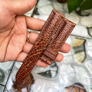 20mm/18mm Padded Brown Genuine OSTRICH Leg LEATHER SKIN WATCH STRAP BAND - Picture 1 of 8