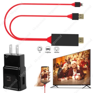 For iPhone 14 12 Pro 8 6 HDMI Mirroring AV Cable Phone to TV HDTV Adapter 1080P - Picture 1 of 11