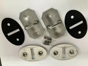 MINI GOLPES DE ATASCOS DE PUERTA DE ACERO INOXIDABLE CLÁSICOS Y PLACAS DE BUCLE UN PAR CON ACCESORIOS - Imagen 1 de 1