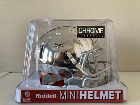 Ohio State Buckeyes Chrome Mini Football Helmet New In Box Riddell 2018 Cover