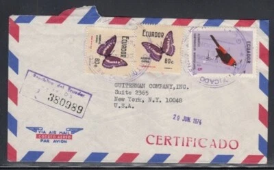 ECUADOR Registered Cover Guyaquil to New York City 15-7-1974 Cancel - Image 1 of 2