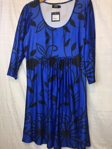 Women’s R & B Collection Blue 3/4 Sleeve Empire Waist Stretchy Dress SZ Xl - Picture 1 of 2