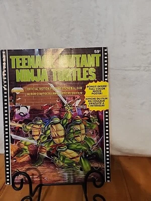 Vintage 1990 TMNT Motion Picture Sticker Album Book With Action Figures - Image 1 of 4