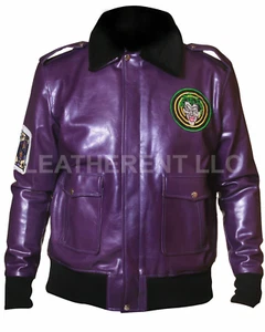 Giacca Uomo Joker Goon Party Halloween Viola Bomber Pelliccia Collare Finta Pelle - Foto 1 di 4