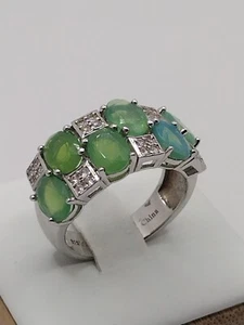 Stunning Designer SD Opal And Topaz Sterling Silver Ring - Size 8 - Picture 1 of 5