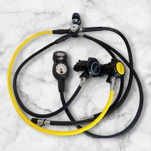 Aqualung Core Regulator Set with Black & Yellow Hoses - 2 Regulators - New - Picture 1 of 10