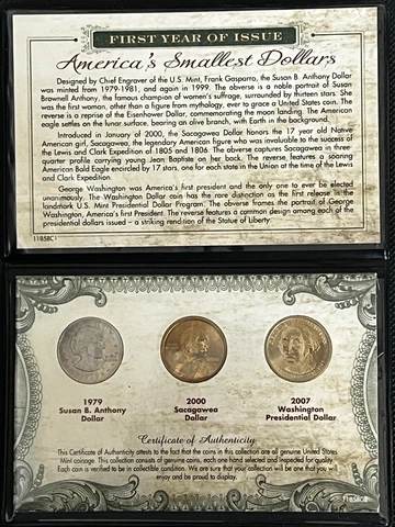 First Year Of Issue America's Smallest Dollars Collection Susan B Sacagawea Pres Cover
