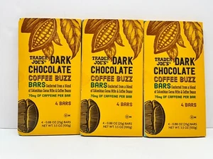 3 PACKS TRADER JOE'S DARK CHOCOLATE COFFEE BUZZ 4 BARS 3.5 OZ Each Pack - Picture 1 of 2