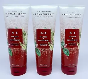 3 BATH & BODY WORKS AROMATHERAPY TEA TREE PEPPERMINT MOISTURE BODY CREAM 8 oz - Picture 1 of 10
