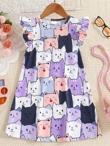 Niedliches Katze Mädchen Kleid, Gr. 116/122, Neu - Bild 1 von 4