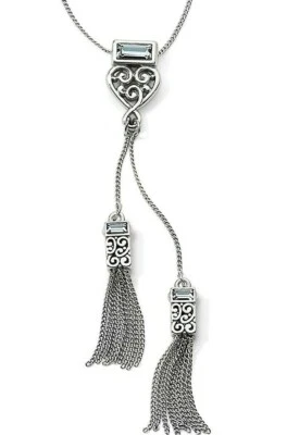 NUEVO CON ETIQUETAS Brighton BARONESS Y BORLA Cristal Plata Reversible Collar Colgante $68 Foto 1 de 4