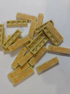 New 1x4 Tan Wood Grain Tile — 20 Pieces — Custom & Compatible - Picture 1 of 3