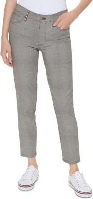 Tommy Hilfiger Womens Black White Houndstooth Pull On Stretchy Knit Dress Pants - Image 1 of 4