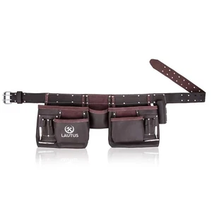 LAUTUS Oil Tanned Leather Tool Belt Pouch Bag, Carpenter Construction - Picture 1 of 3