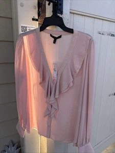 White House Black Market First LS Rüschen/FRT BLS Langarm Größe L - Bild 1 von 8