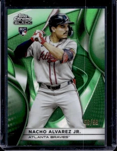 2025 Topps Chrome Black Nacho Alvarez Jr. RC rifrattore onda verde #59/99 Braves - Foto 1 di 2