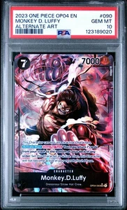 Juego de cartas de una pieza Kingdoms of Intrigue Monkey D Luffy OP04-090 arte antiguo PSA 10 - Imagen 1 de 2