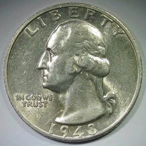 1948-S Washington Quarter, argento circolato (A301) - Foto 1 di 2