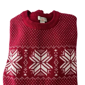 Docker's Christmas Winter Ski Sweater Mens Large Red Snowflakes - Picture 1 of 5