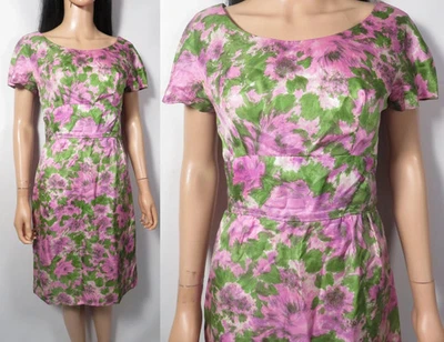 Vintage 60's Floral Garden Party Wiggle Dress Size S - Image 1 of 4
