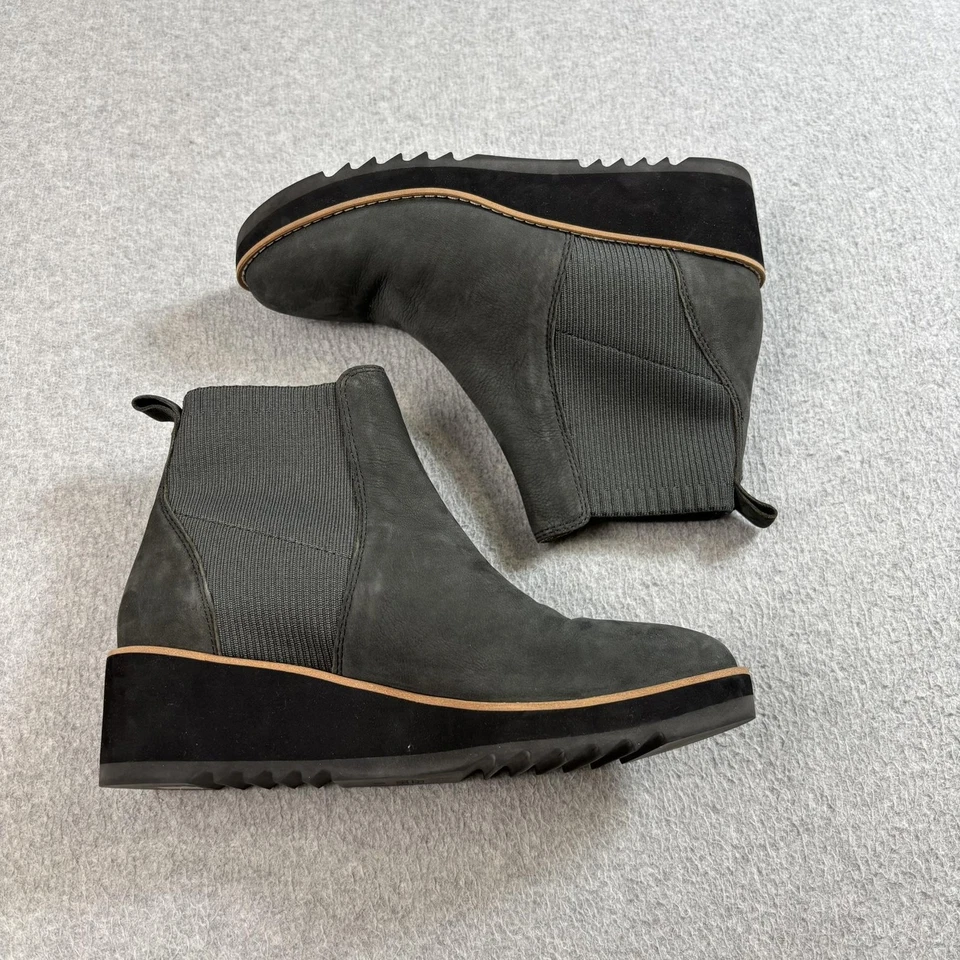 Botas Eileen Fisher para mujer talla 8,5 gris cuña Chelsea plataforma cuero nobuck Foto 1 de 4