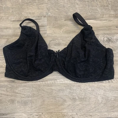 Sujetador Victoria Secret Floral Encaje Cobertura Perfecta Minimizador Negro Talla 42 DDD Foto 1 de 4