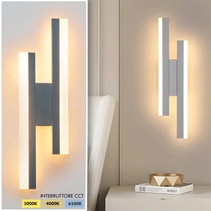 Applique moderno da parete doppio LED 10W interruttore luce CCT da 3000K a 6500K - Imagen 1 de 8