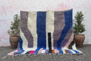 Alfombra Boujaad Marroquí Hecha a Mano - Alfombra Bereber de Lana Personalizada - Colorido Abstracto Tr - Imagen 1 de 7