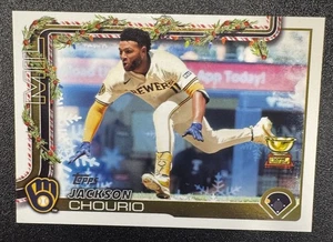 2025 Topps Holiday Jackson Chourio SSP Holiday Red Back #H182 Brewers - Picture 1 of 2